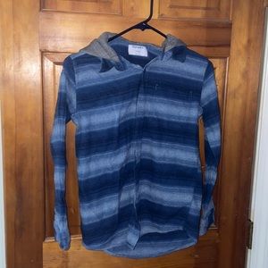 Old Navy boys size XL 14-16 blue hooded flannel